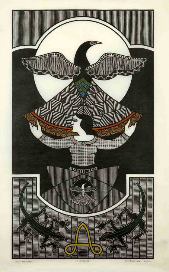 O Enigma - Gilvan Samico - Xilografia colorida sobre papel, 1989